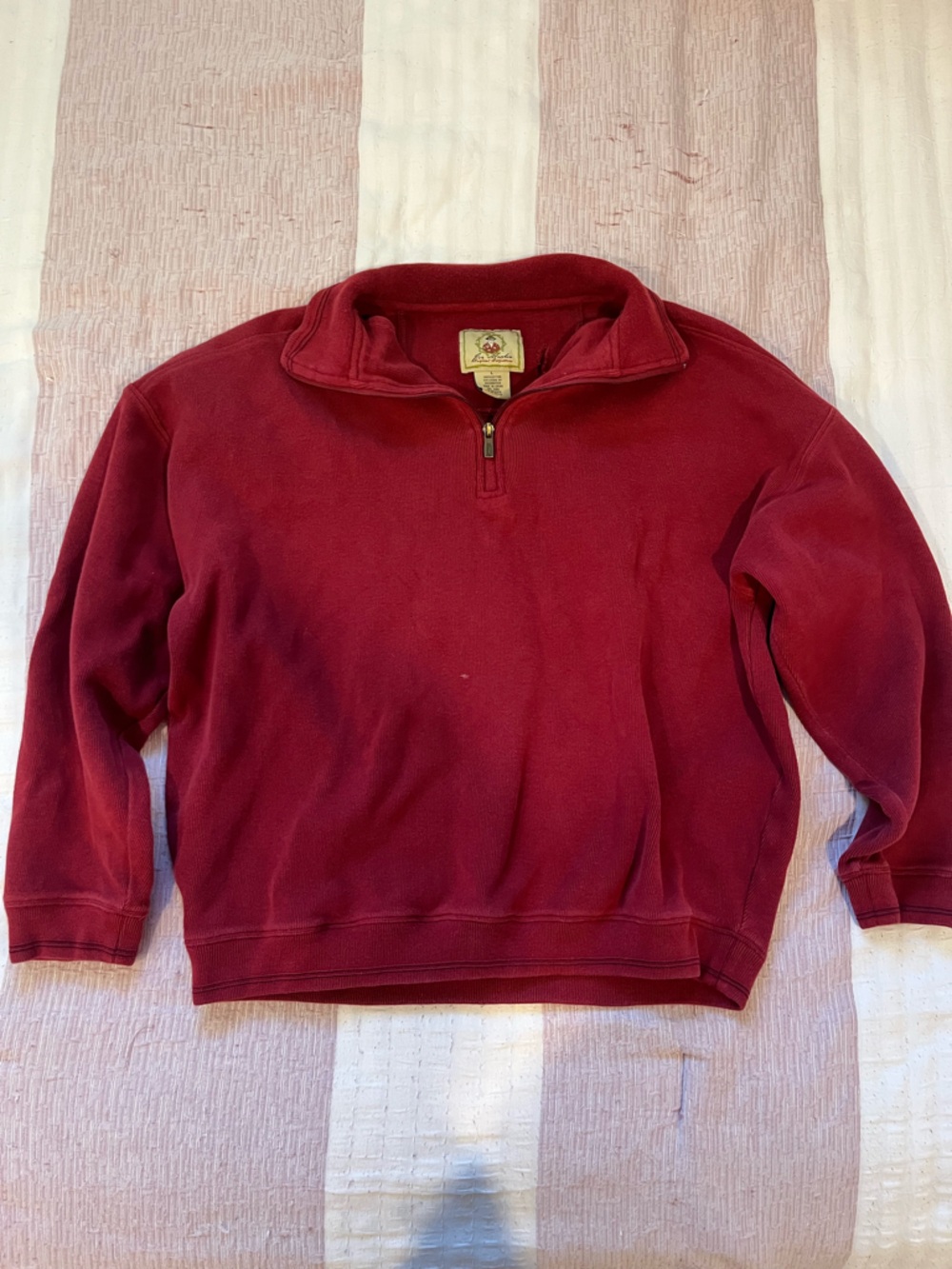 Joe Marlin Red 1/4 Zip Pullover Sweatshirt Men's L Cotton